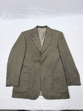 Classic Men's Tweed Sport Coat in Olive Brown - Unbranded 42R Vintage Riggings